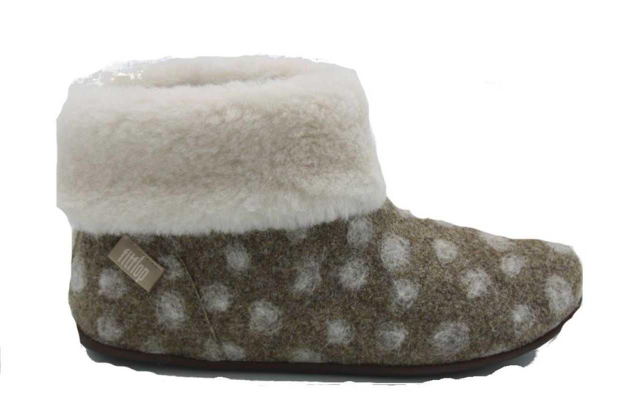 Fitflop FIT FLOP PANTOF.BOOTS TAUPE (034-076-SARAH SHEARLING DOTS TAUPE) - New Port